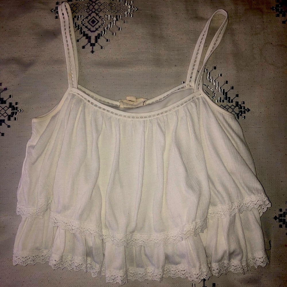 PacSun CROPPED WHITE LAYERED SPAGHETTI STRAP TOP XS pacsun LA hearts brand